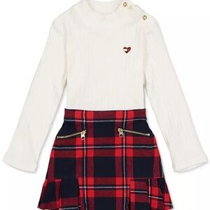 NWT Tommy Hilfiger Ribbed Top with Red Plaid Skirt Dress